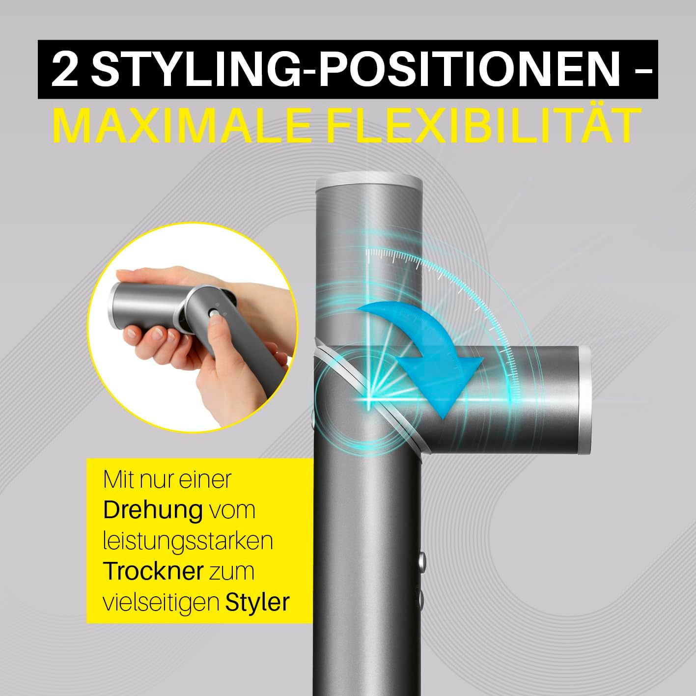 STYLE & SHINE by VITALmaxx Hairstyler Flex, 1500W | Air Curler, Lockenstab & Glätteisen in einem | 5 Aufsätze & 3 Temperaturstufen| ersetzt Lockenwickler | mit Memory-Funktion & 1,8 m Kabel — Ansicht 2
