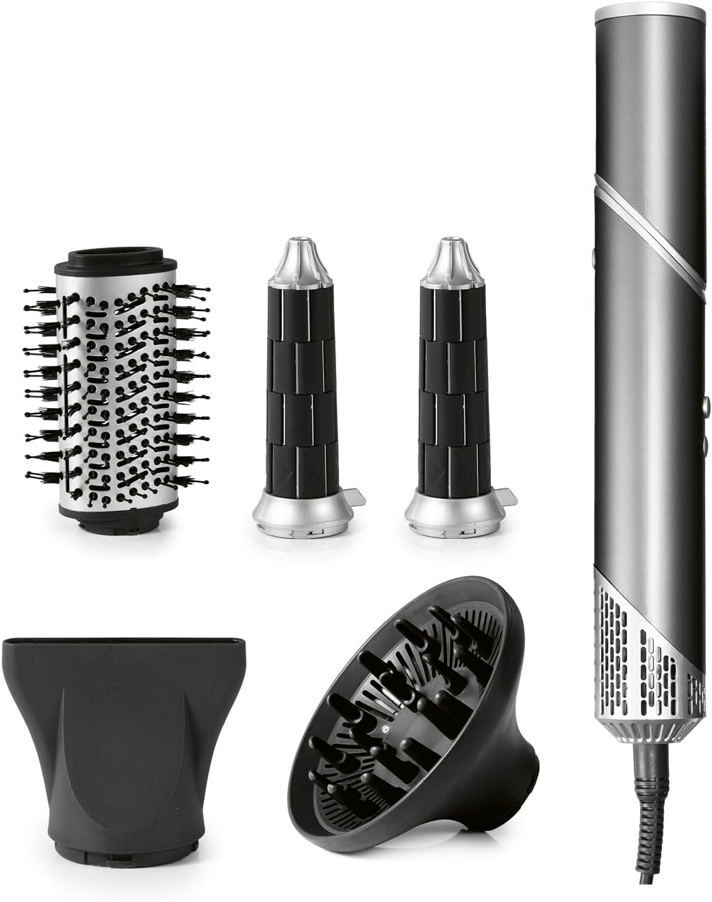 STYLE & SHINE by VITALmaxx Hairstyler Flex, 1500W | Air Curler, Lockenstab & Glätteisen in einem | 5 Aufsätze & 3 Temperaturstufen| ersetzt Lockenwickler | mit Memory-Funktion & 1,8 m Kabel