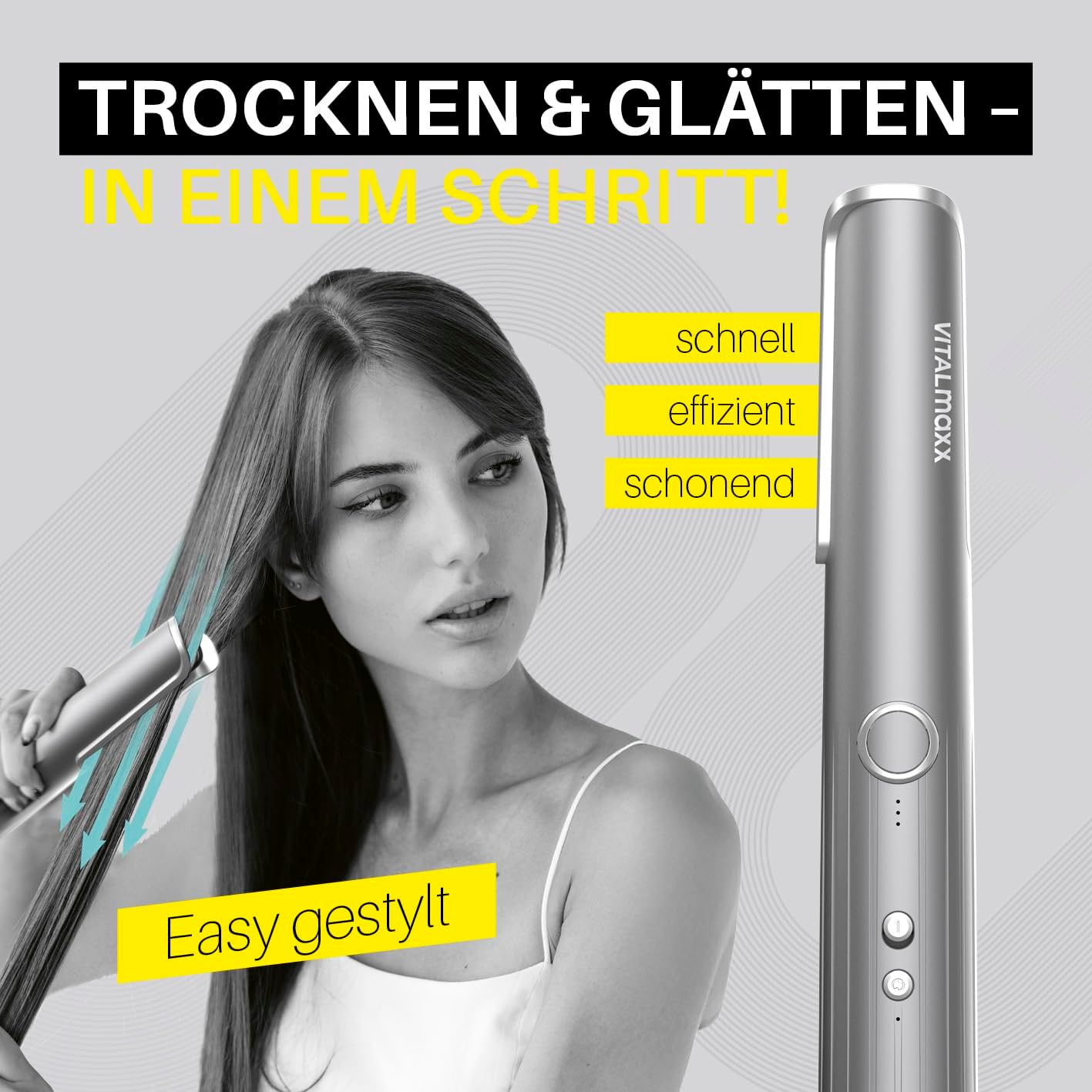 STYLE & SHINE by VITALmaxx Straight & Air Styler | Hair Styler 2 in 1: Glätteisen & Haartrockner | Hot Air Styler für wenig Haarbruch | Nass Styler mit 2 Modi & 6 Temperaturstufen — Ansicht 2