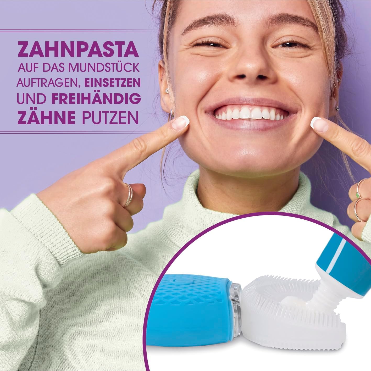 VITALmaxx 360° Schall-Zahnbürste mit 4 Modi | Freihändiges Putzen | 15.000 Schallschwingungen | Weiche Silikon-Borsten + Zahnfleischmassage | Schnelle & gründliche Reinigung | USB-Ladung — Ansicht 5