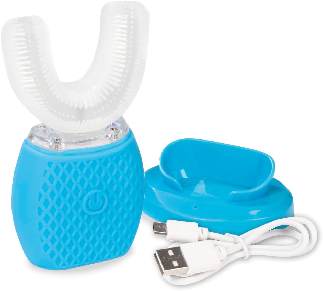 VITALmaxx 360° Schall-Zahnbürste mit 4 Modi | Freihändiges Putzen | 15.000 Schallschwingungen | Weiche Silikon-Borsten + Zahnfleischmassage | Schnelle & gründliche Reinigung | USB-Ladung