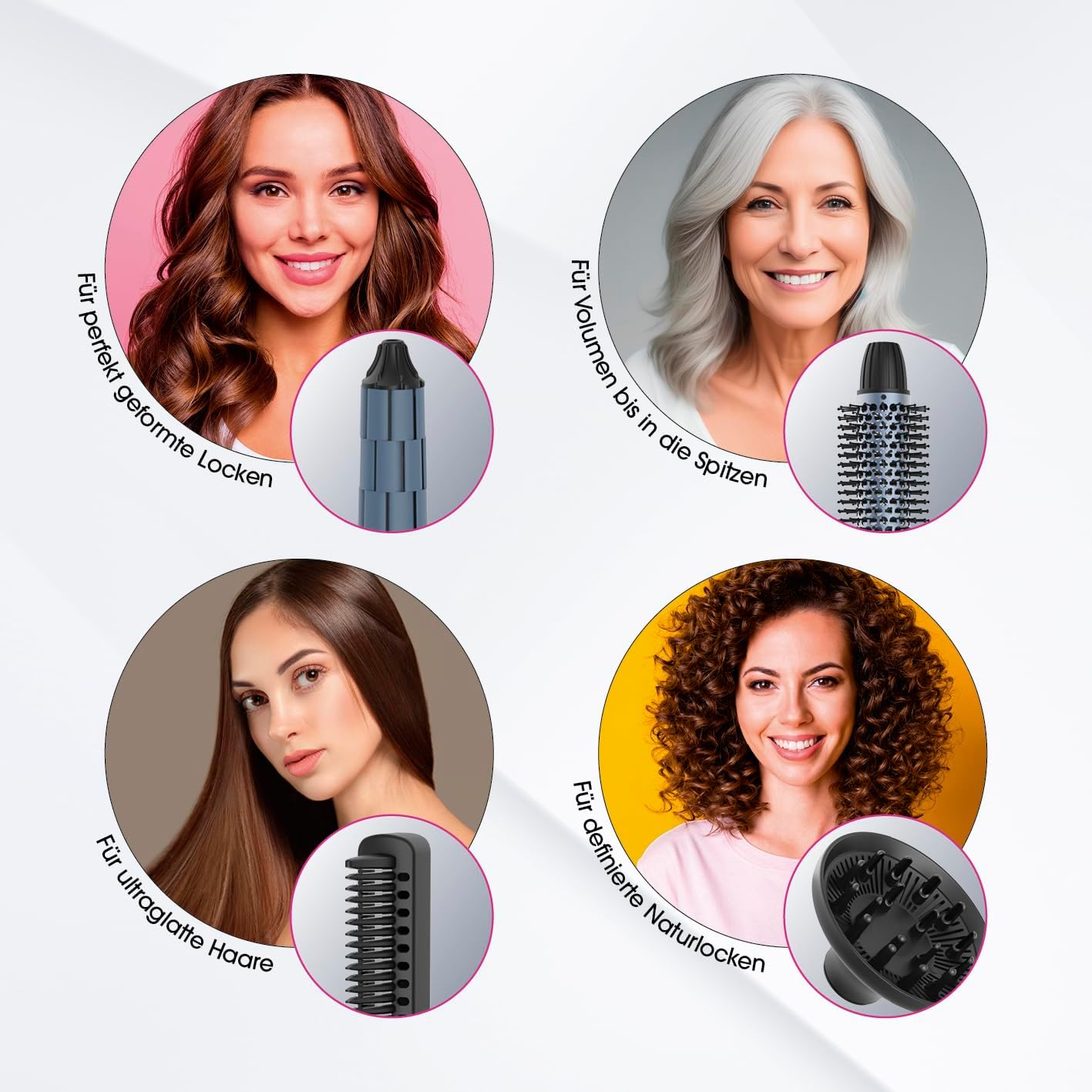 VITALmaxx Air Curler Plus 6-in-1 | Innovative Luftstrom-Technik | Multi-Styler mit Lockendreher, Haartrockner, Streichbürste & Diffusor - Trocknen, Stylen, Locken kreieren | 1500W [Schwarz] — Ansicht 3
