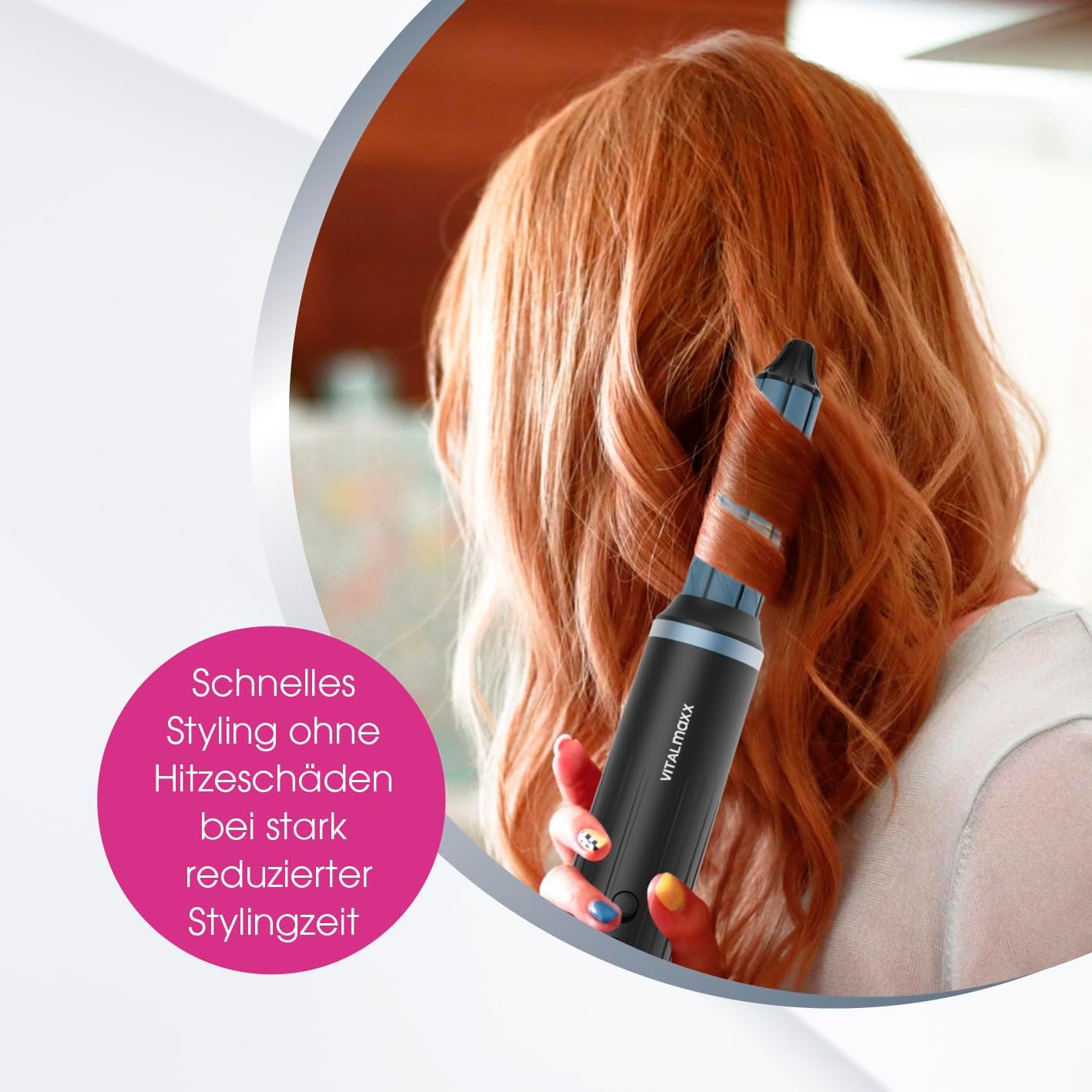 VITALmaxx Air Curler Plus 6-in-1 | Innovative Luftstrom-Technik | Multi-Styler mit Lockendreher, Haartrockner, Streichbürste & Diffusor - Trocknen, Stylen, Locken kreieren | 1500W [Schwarz] — Ansicht 6
