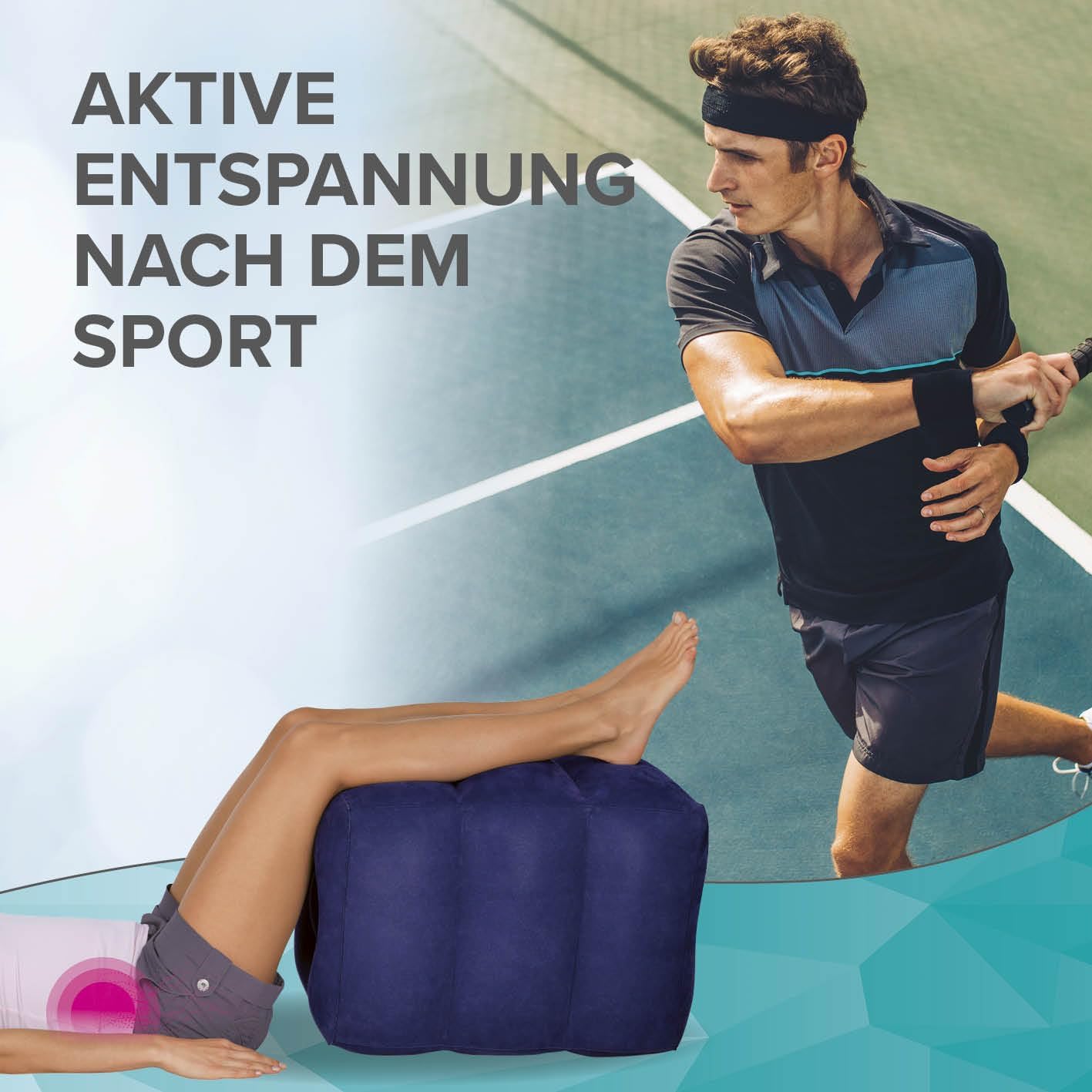 VITALmaxx aufblasbarer Stufenlagerungswürfel 50 x 40 x 35 cm, zur Entlastung der Bandscheiben | Stufenbett zur Rückenentspannung | Yoga Block zur Entspannung der Rückenmuskulatur | inkl. Fußpumpe — Ansicht 5