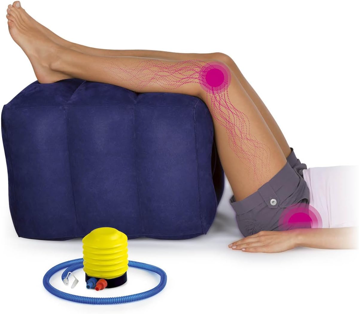 VITALmaxx aufblasbarer Stufenlagerungswürfel 50 x 40 x 35 cm, zur Entlastung der Bandscheiben | Stufenbett zur Rückenentspannung | Yoga Block zur Entspannung der Rückenmuskulatur | inkl. Fußpumpe