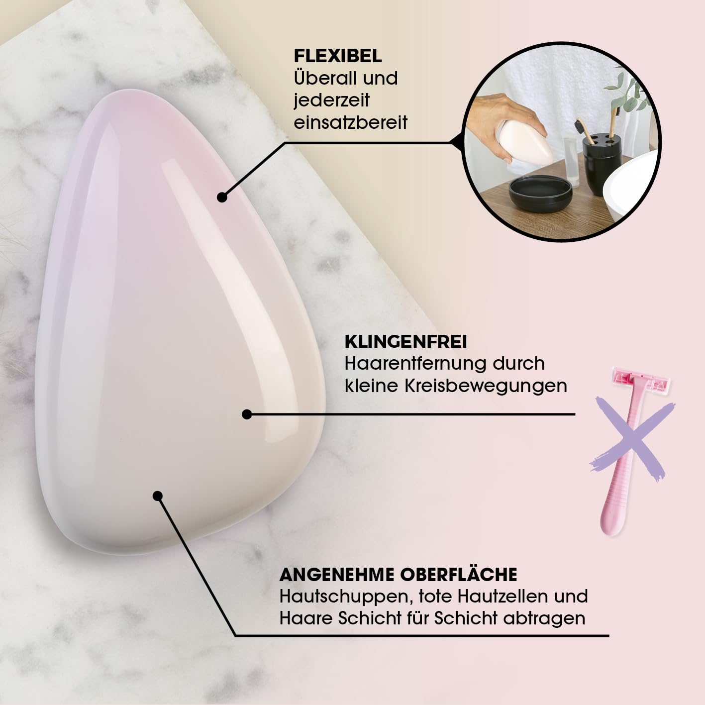 VITALmaxx Glass Shaver | Haarentfernung ohne Schmerzen & Hautirritationen | Nanoglas-Haarentferner mit Peeling-Effekt | Ideal für empfindliche Haut geeignet | Kompaktes & pflegeleichtes Design — Ansicht 3