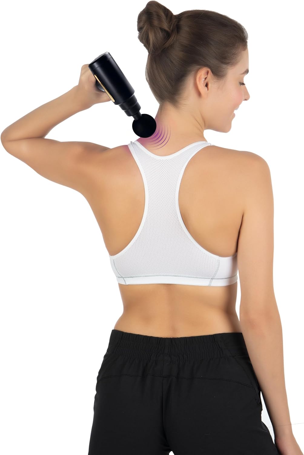 VITALmaxx Mini-Massagepistole mit 4 Ausätzen | Massage Gun mit 6 Leistungsstufen | Zur Muskelmassage & Lockerung von Verspannungen | Massagegerät für Zuhause & ideal für Unterwegs | Schwarz/Gold — Ansicht 5