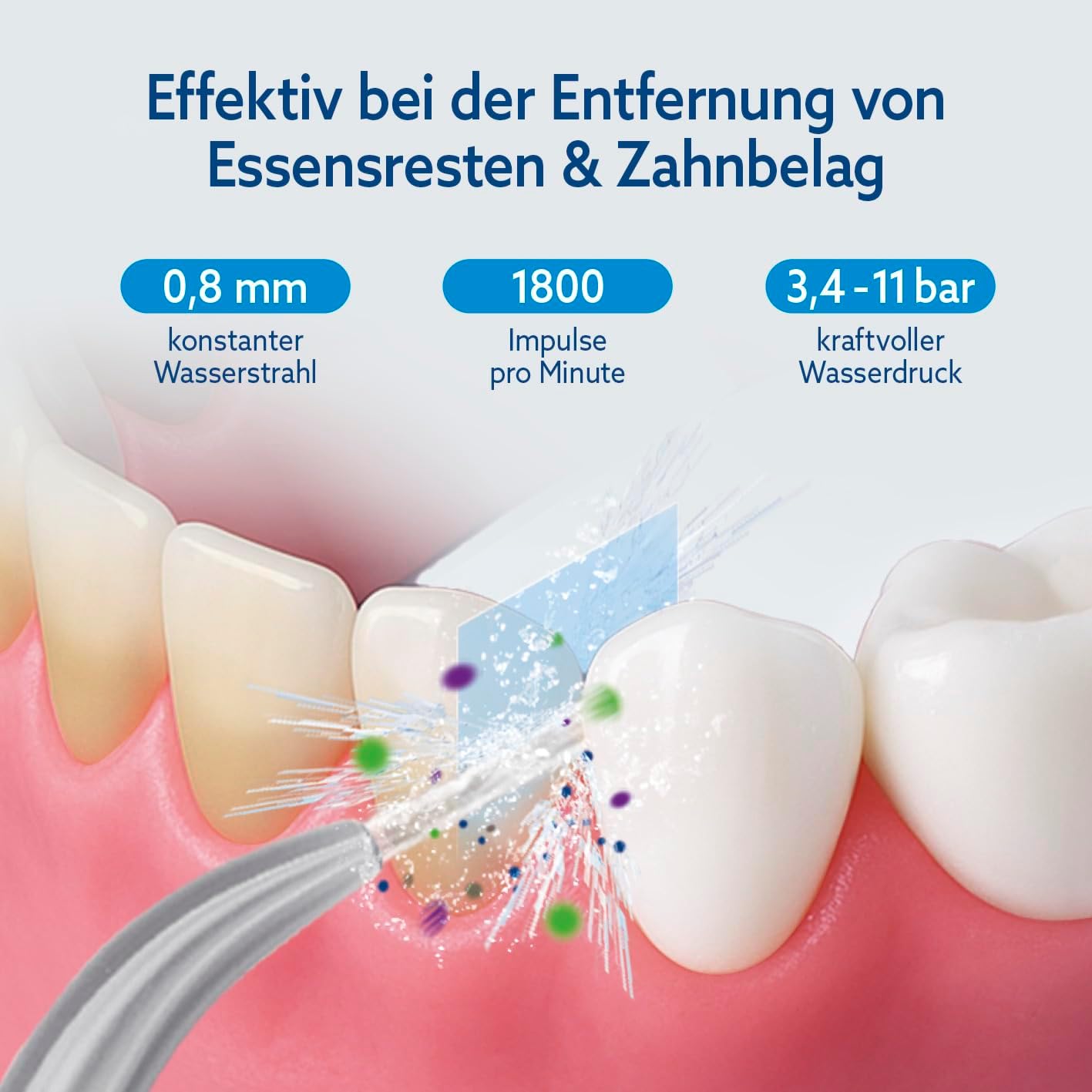 VITALmaxx Munddusche | elektrische Zahndusche - 8 Aufsätze, Wassertank | Zahnreiniger kabellos mit Timer & 3 Modi zur effektiven Mundspülung | Water Flosser, Zungenreiniger & Zahnsteinentferner in 1 — Ansicht 3