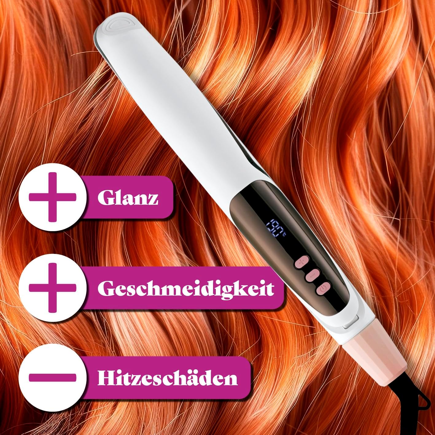 VITALmaxx Profi Hair Styler | 3in1 Lockenstab, Glätteisen & Welleneisen mit LED Display | Temperaturen von 150-230 °C | 360° Drehgelenk & 1,8 m langes Kabel | Ersetzt Lockenwickler — Ansicht 4