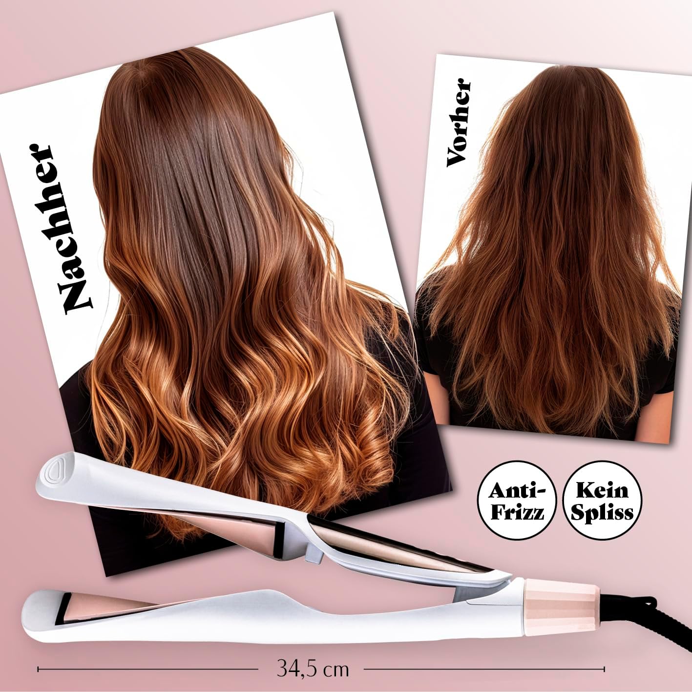 VITALmaxx Profi Hair Styler | 3in1 Lockenstab, Glätteisen & Welleneisen mit LED Display | Temperaturen von 150-230 °C | 360° Drehgelenk & 1,8 m langes Kabel | Ersetzt Lockenwickler — Ansicht 6
