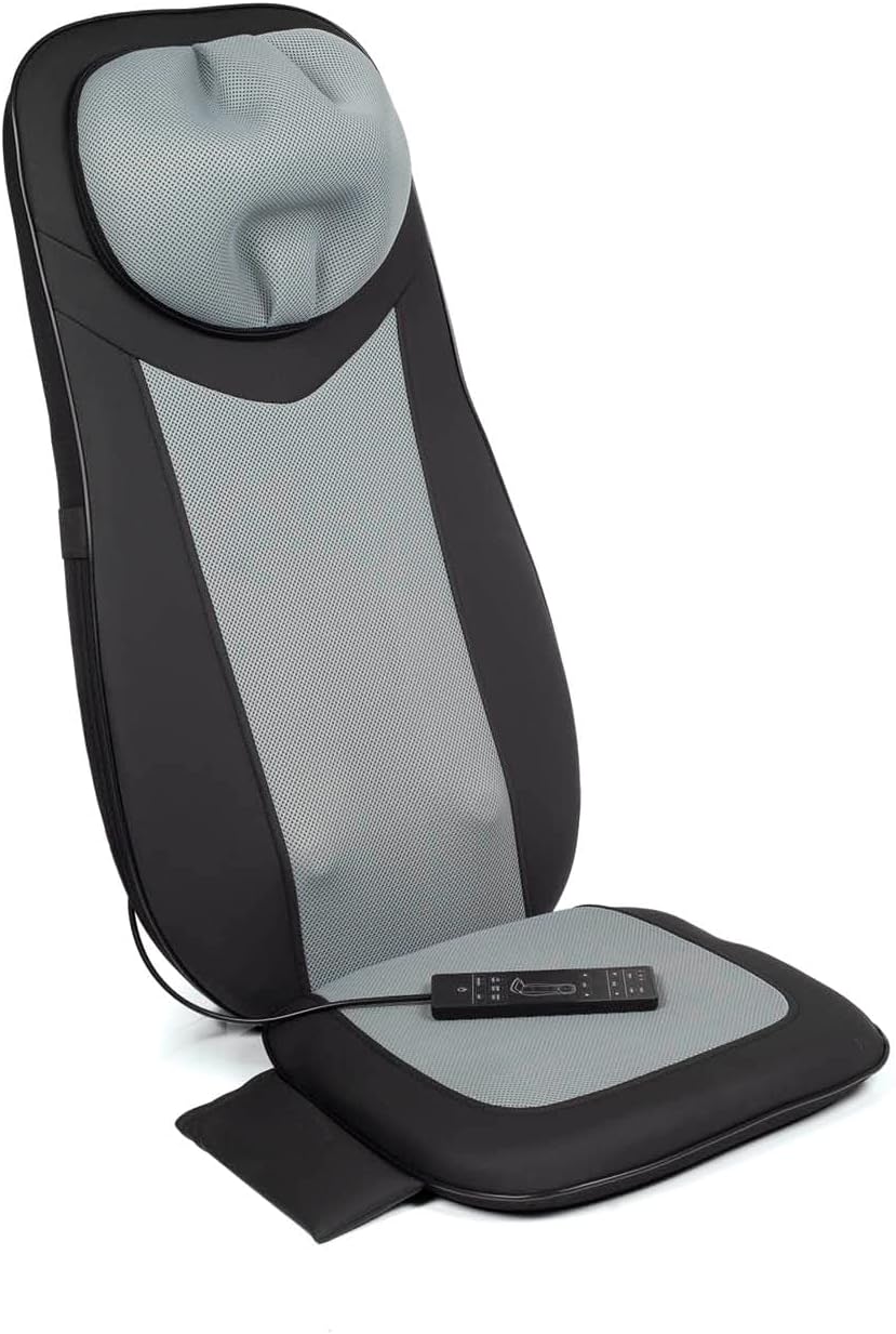 VITALmaxx Shiatsu-Massagesitz 3D | Für Rücken- & Nackenmassage im Sitzen & Liegen | Mit 4 Massagemodi, zuschaltbarer Wärmefunktion, Vibrationsfunktion & Timerfunktion | Wachbarer Mesh-Bezug [Schwarz]