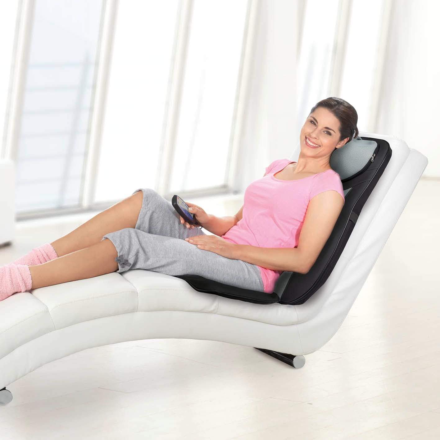 VITALmaxx Shiatsu-Massagesitz 3D | Für Rücken- & Nackenmassage im Sitzen & Liegen | Mit 4 Massagemodi, zuschaltbarer Wärmefunktion, Vibrationsfunktion & Timerfunktion | Wachbarer Mesh-Bezug [Schwarz] — Ansicht 2
