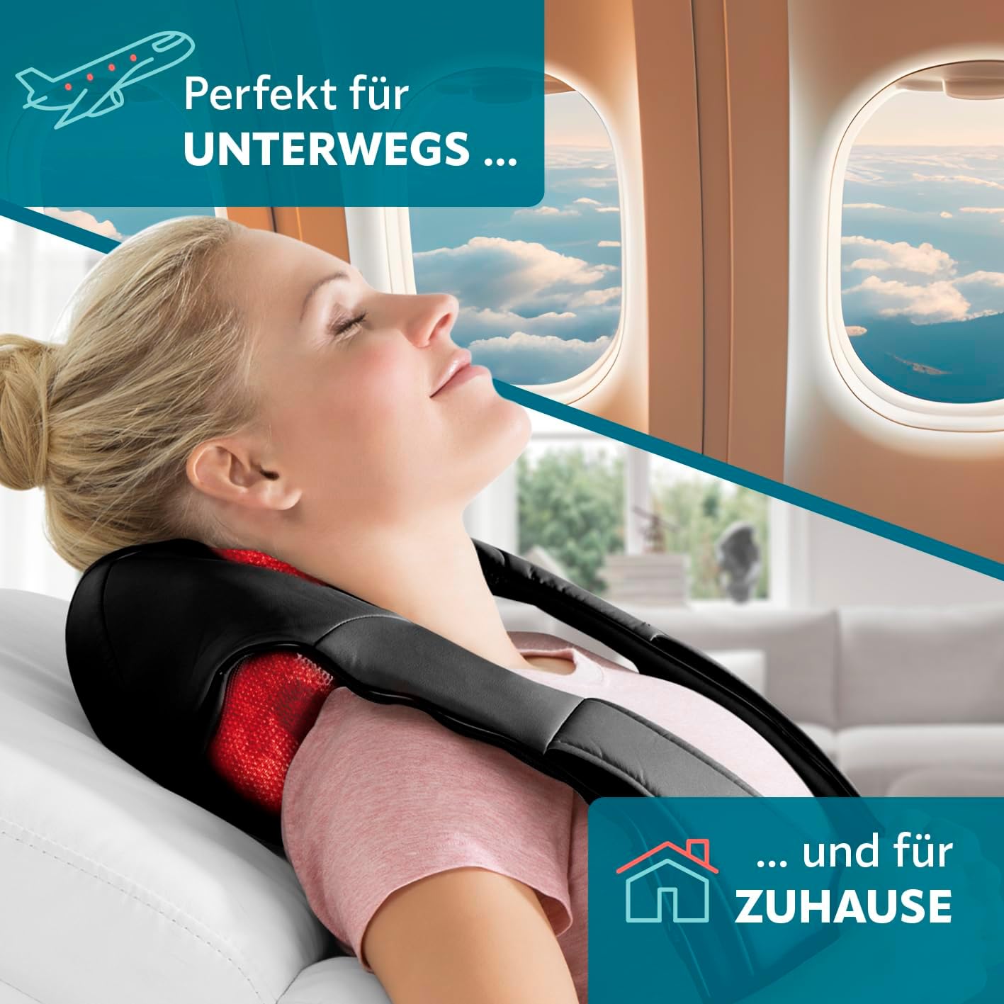 VITALmaxx Shiatsu Nackenmassagegerät | Massagegerät für Schultern, Nacken, Rücken, Beine | Massage mit Wärmefunktion, Knetmassage & Druckmassage | 8 rotierende Massagebälle, schwarz — Ansicht 5