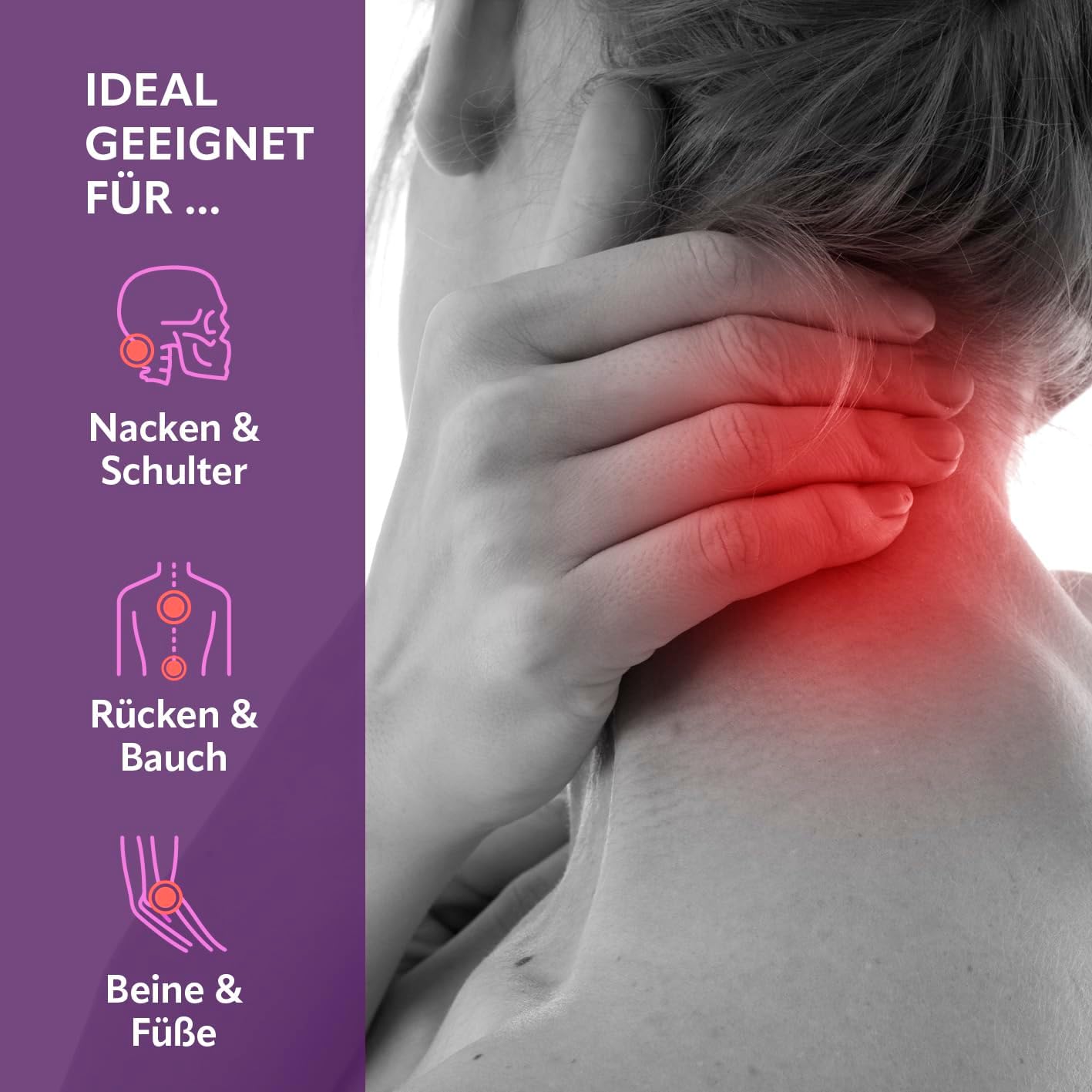 VITALmaxx Shiatsu Nackenmassagegerät mit Halteschlaufe | Massagegerät für Schultern, Nacken, Rücken, Beine & Bauchmuskulatur | Knetmassage, Druckmassage | Massage mit Wärmefunktion — Ansicht 3