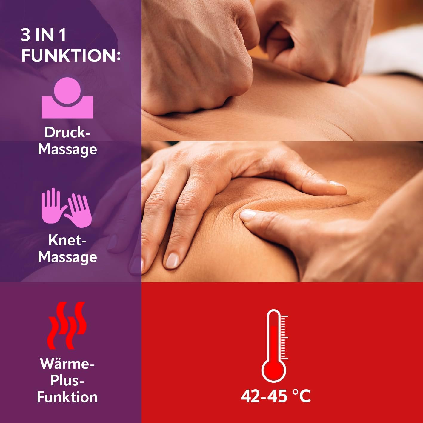 VITALmaxx Shiatsu Nackenmassagegerät mit Halteschlaufe | Massagegerät für Schultern, Nacken, Rücken, Beine & Bauchmuskulatur | Knetmassage, Druckmassage | Massage mit Wärmefunktion — Ansicht 4