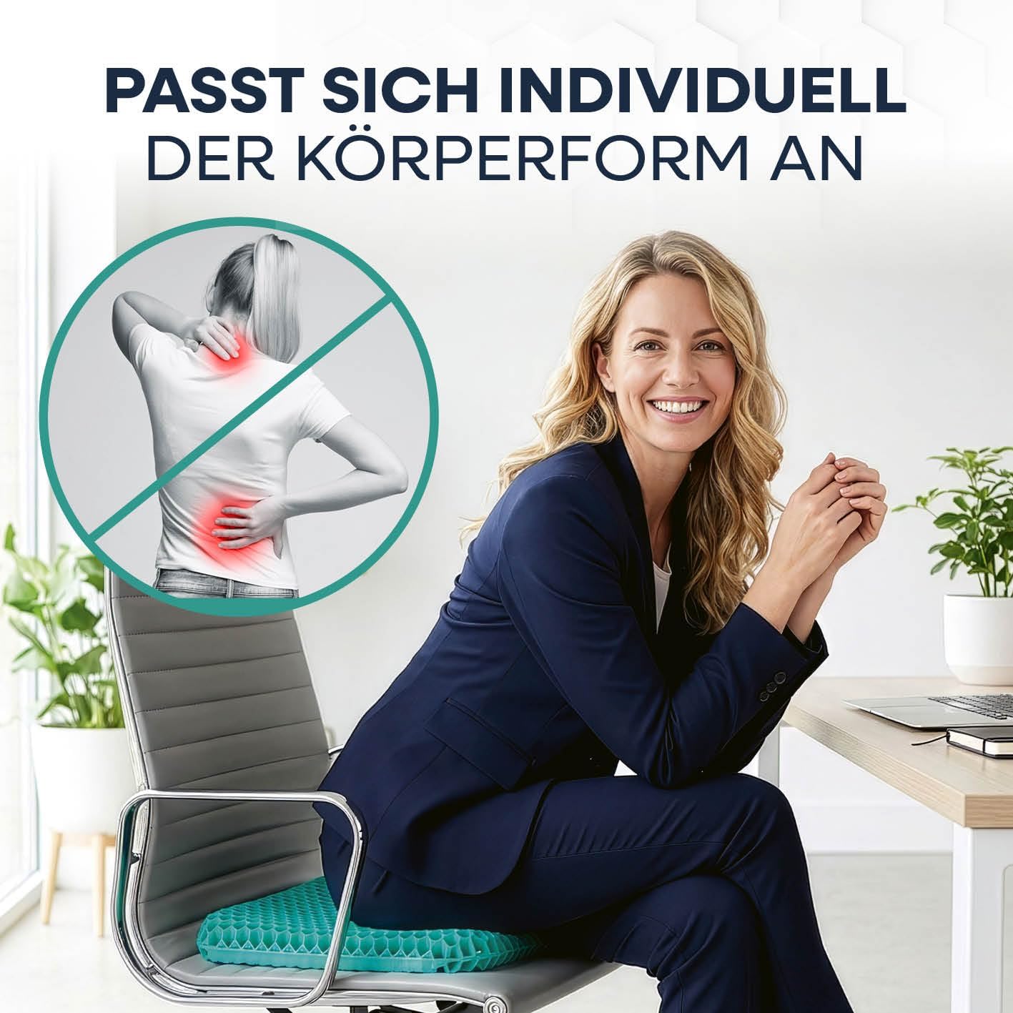 VITALmaxx Sitzkissen Stuhl mit Wabenstruktur | Sitzkissen orthopädisch, auch ideal als Bodenkissen | elastisches Stuhlkissen für mehr Komfort | Sitzpolster mit effektiver Luftzirkulation, atmungsaktiv — Ansicht 4