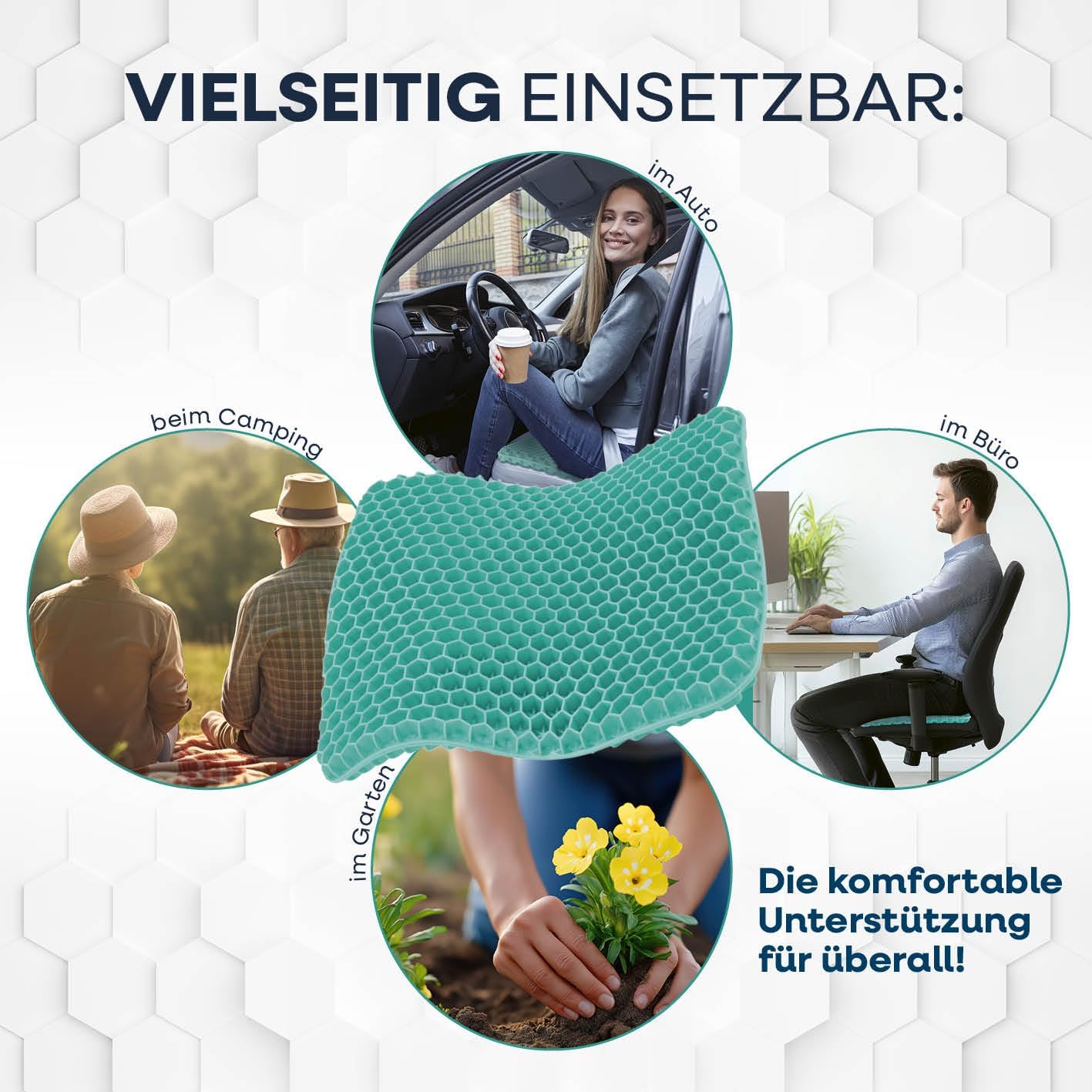 VITALmaxx Sitzkissen Stuhl mit Wabenstruktur | Sitzkissen orthopädisch, auch ideal als Bodenkissen | elastisches Stuhlkissen für mehr Komfort | Sitzpolster mit effektiver Luftzirkulation, atmungsaktiv — Ansicht 6