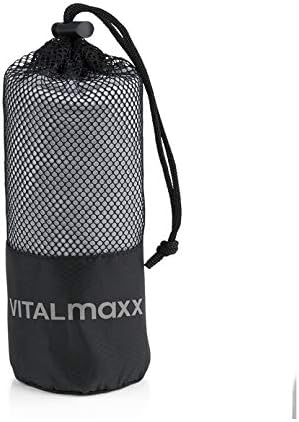 VITALmaxx Sporthandtuch "Deluxe" | Mit saugfähigem Mikrofaser-Material & schnelltrocknend durch Feuchtigkeitsableitung | Perfekt für das Fitnessstudio, inkl. Mesh-Bag | 80 x 130 cm [grau] — Ansicht 2