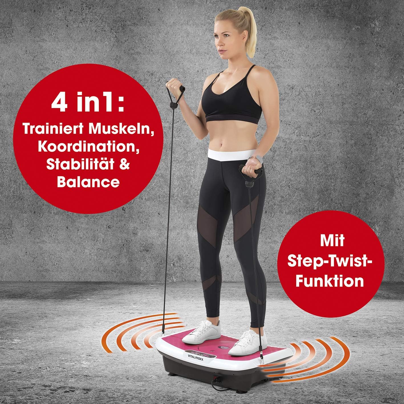 VITALmaxx Vibrationstrainer mit diversen Vibrationsstufen und Programmen, Verschiedene Modelle | Ganzkörpertraining zu Hause, inklusive Expanderbänder (Rose, Wayflex Trainer) — Ansicht 6